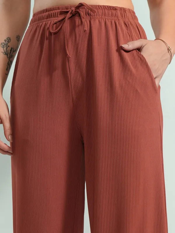 Tokyo Talkies Women Terracotta Top With Trouser Co-Ords
