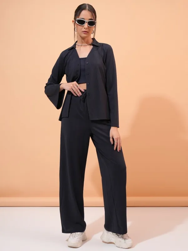 Tokyo Talkies Women Navy Blue Blazer With Trouser