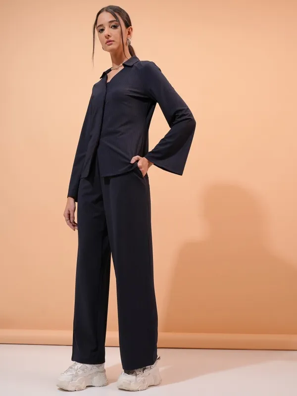 Tokyo Talkies Women Navy Blue Blazer With Trouser