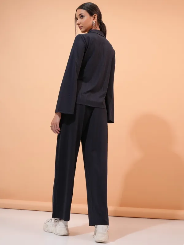 Tokyo Talkies Women Navy Blue Blazer With Trouser