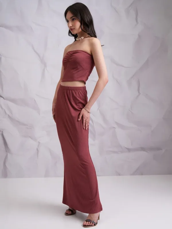 Tokyo Talkies Women Rose Top With Skirt