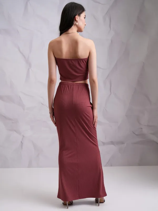 Tokyo Talkies Women Rose Top With Skirt