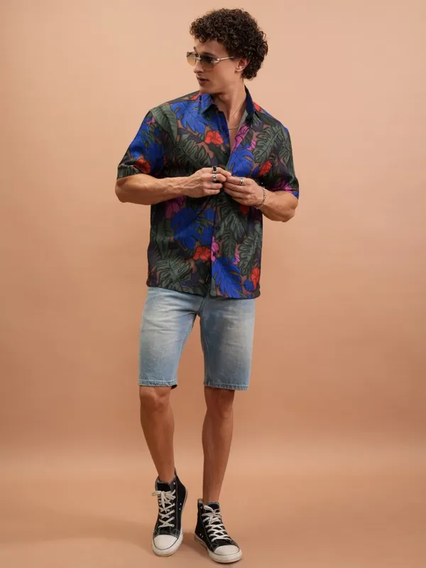 Highlander Men Multi Printed Oversized Fit Casual Shirt