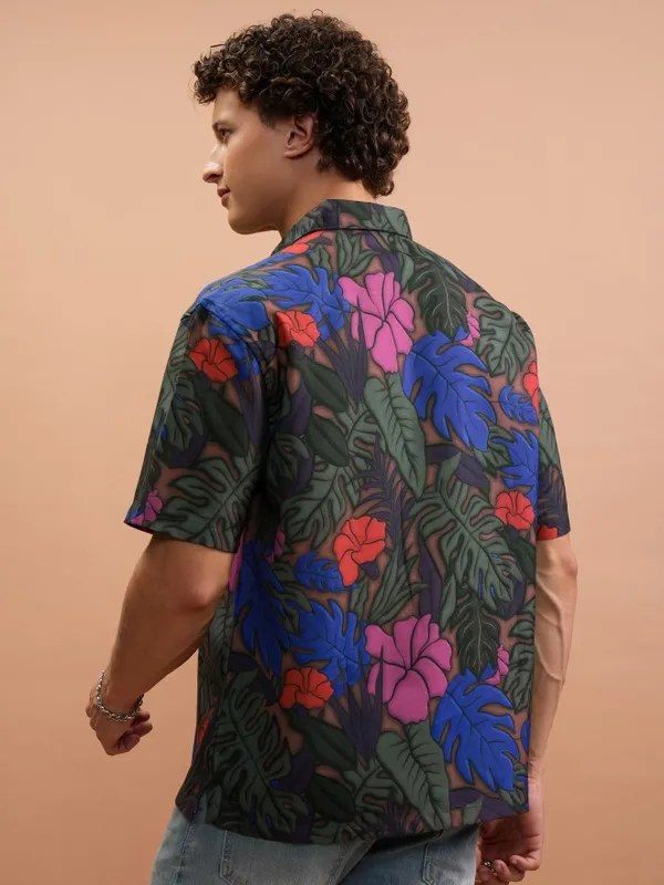 Highlander Men Multi Printed Oversized Fit Casual Shirt