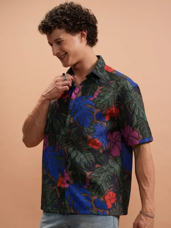 Highlander Men Multi Printed Oversized Fit Casual Shirt