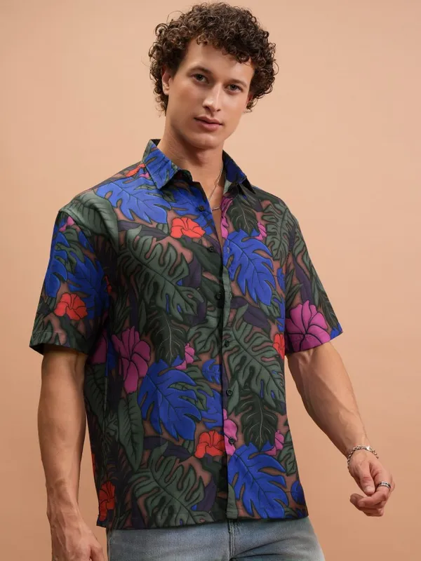 Highlander Men Multi Printed Oversized Fit Casual Shirt