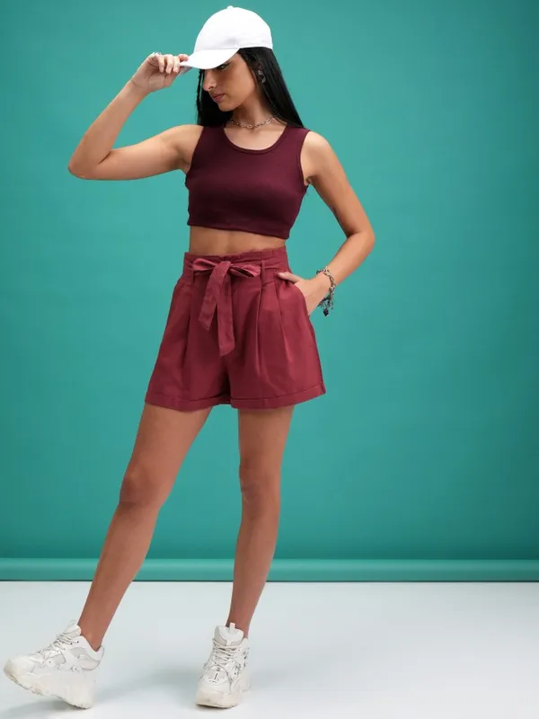  Tokyo Talkies Women Terracotta Regular Fit Shorts