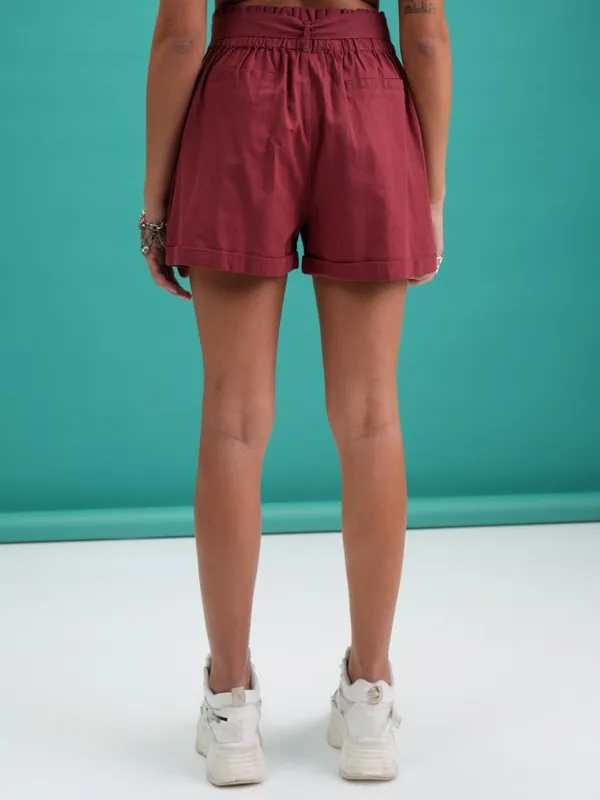  Tokyo Talkies Women Terracotta Regular Fit Shorts