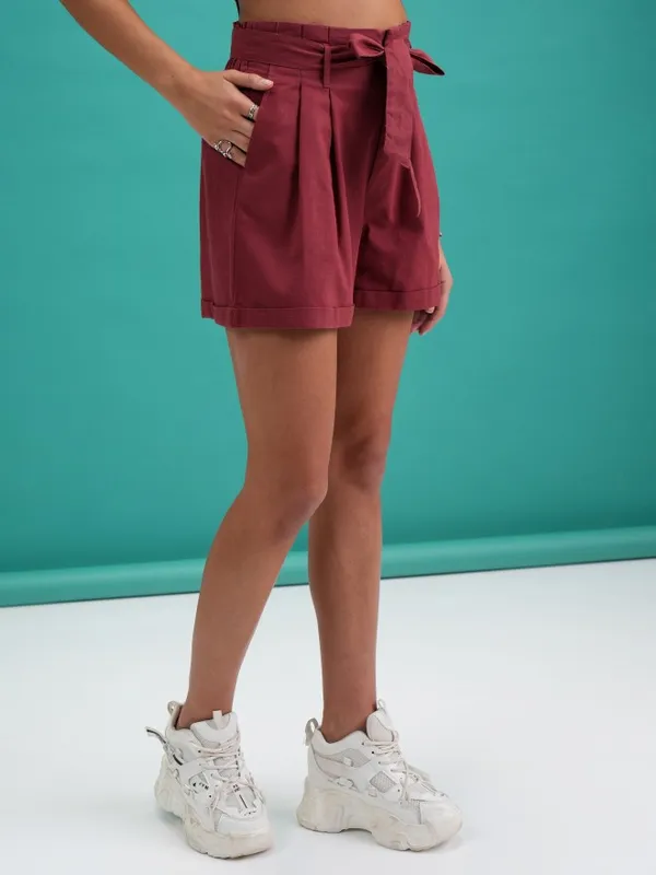  Tokyo Talkies Women Terracotta Regular Fit Shorts