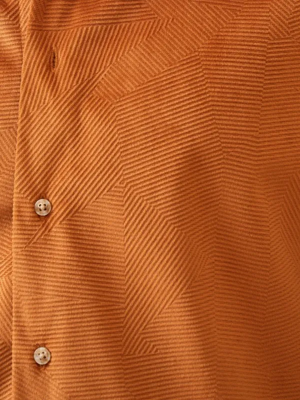  Locomotive Men Terracotta Self Design Slim Fit Casual Shirts