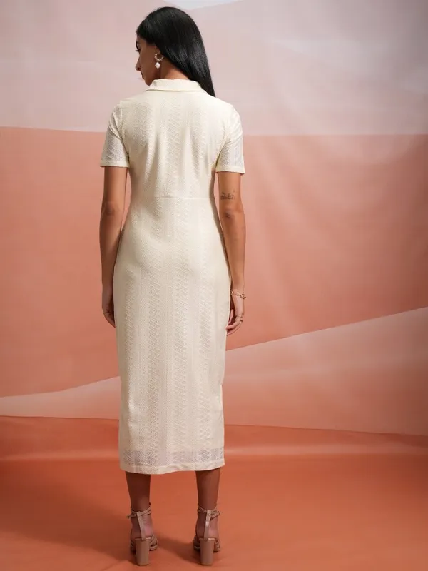  Tokyo Talkies Women Off White Self Design Shirt Dresses