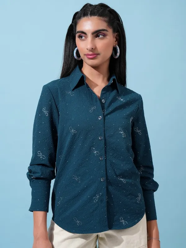 Women Self Design Casual Shirt