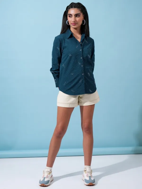 Women Self Design Casual Shirt