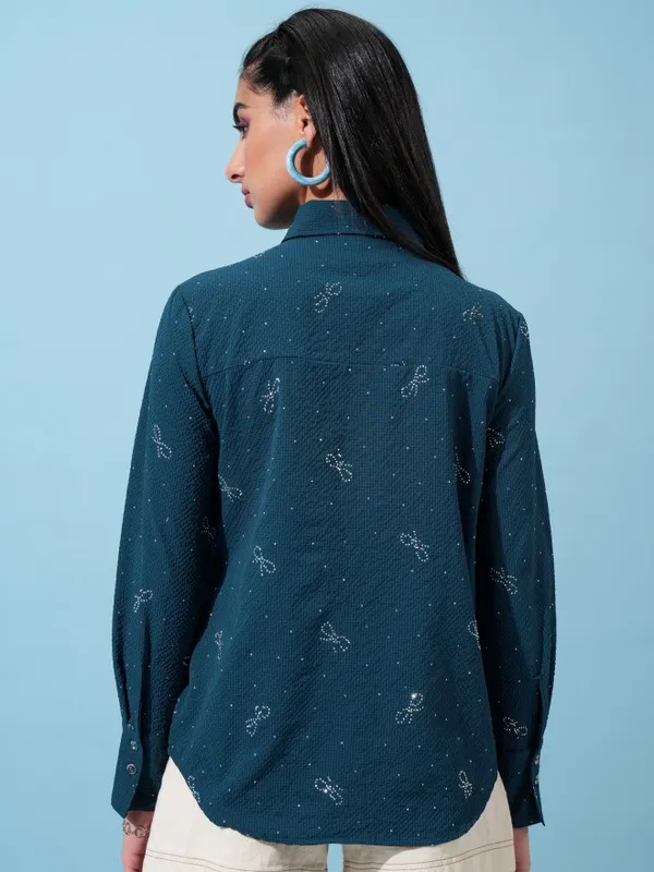 Women Self Design Casual Shirt