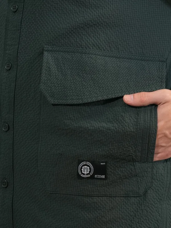 Locomotive Men Green Solid Oversized Fit Casual Shirt