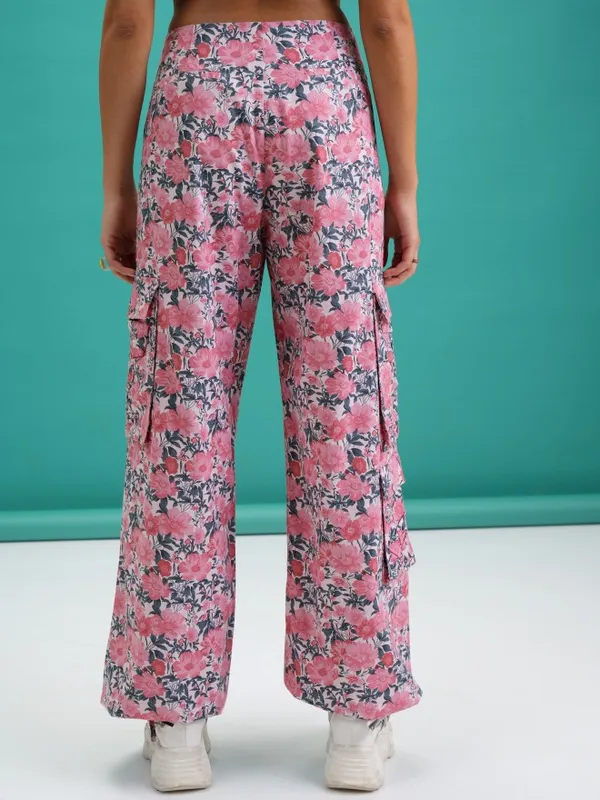  Tokyo Talkies Women Pink Printed Regular Fit Casual Trousers