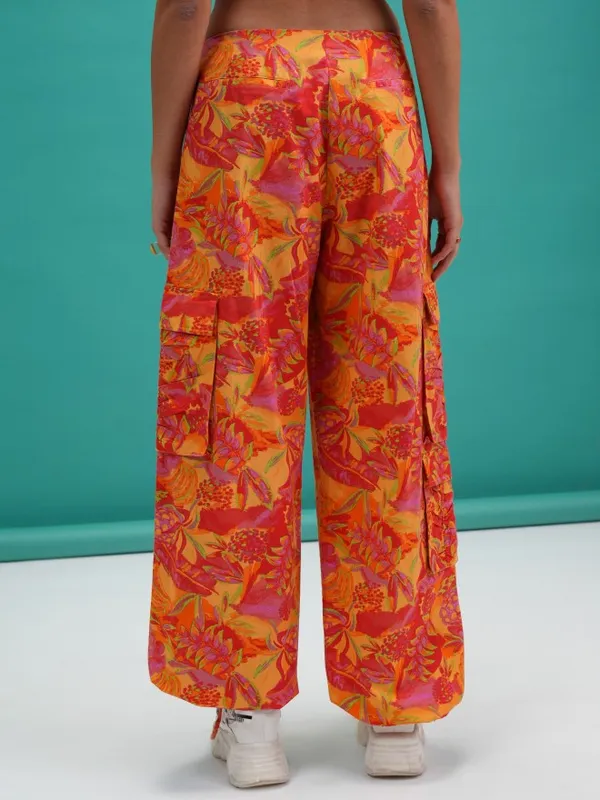  Tokyo Talkies Women Orange Printed Regular Fit Casual Trousers