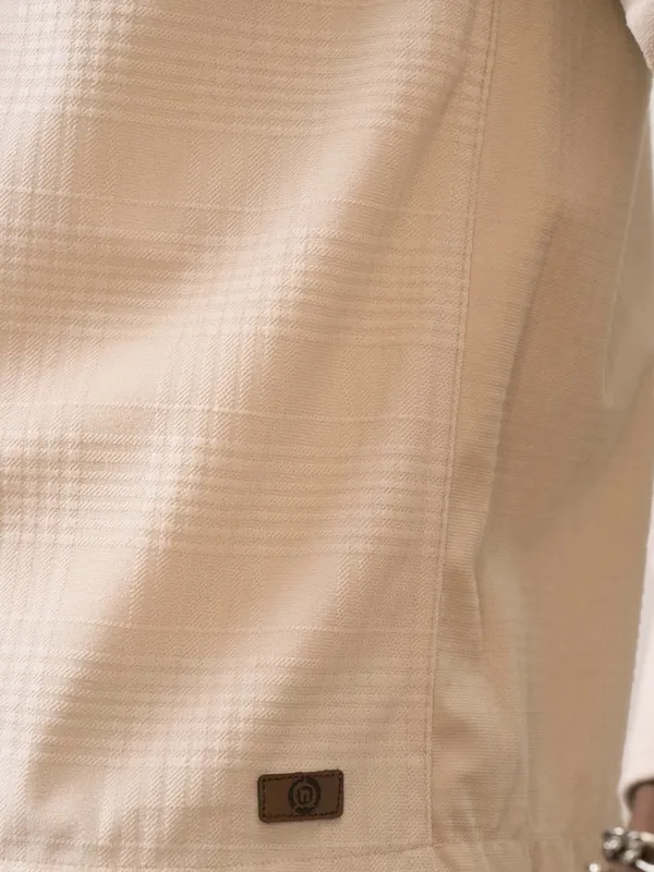 Locomotive Men Beige Checked Oversized Fit Casual Shirts