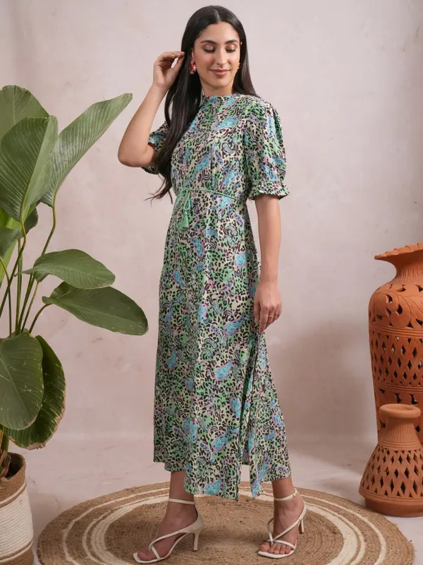 Printed A-Line Dress