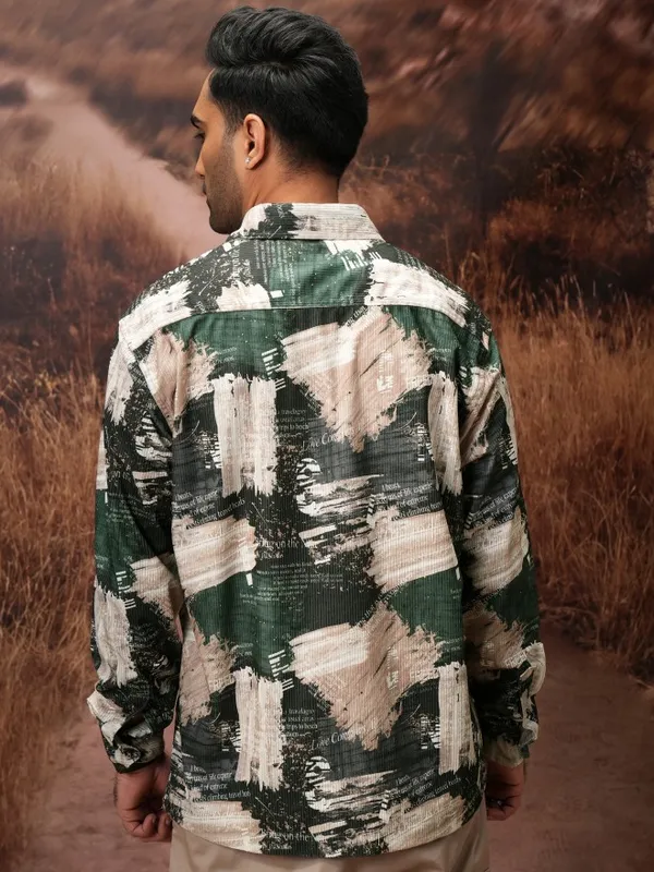  Locomotive Men Black Printed Oversized Fit Casual Shirts