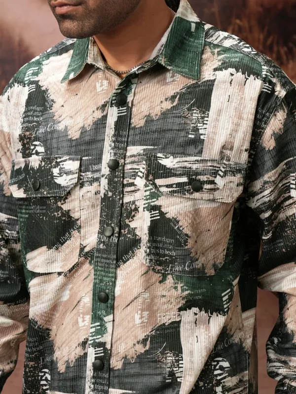  Locomotive Men Black Printed Oversized Fit Casual Shirts