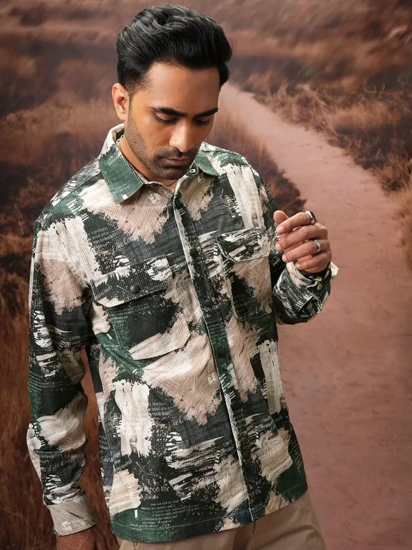  Locomotive Men Black Printed Oversized Fit Casual Shirts