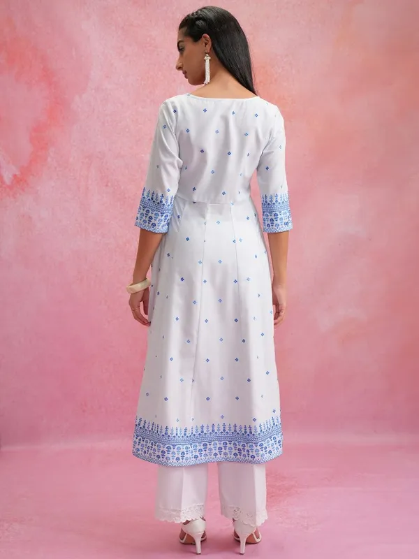  Vishudh Women White Printed Anarkali Kurtas
