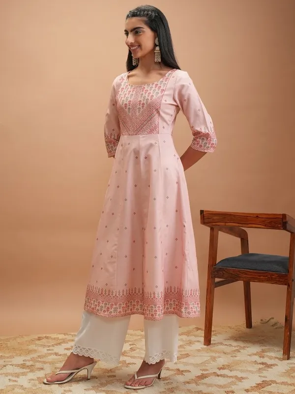  Vishudh Women Pink Printed Anarkali Kurtas