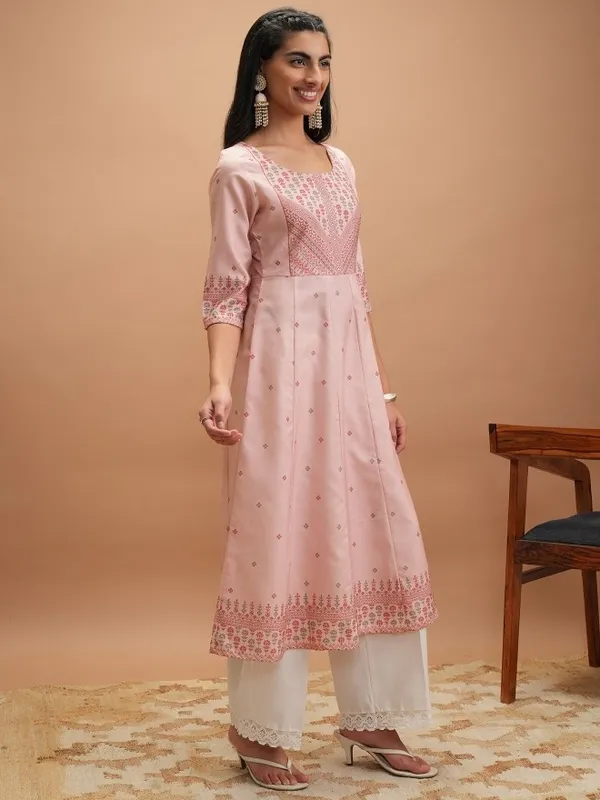  Vishudh Women Pink Printed Anarkali Kurtas