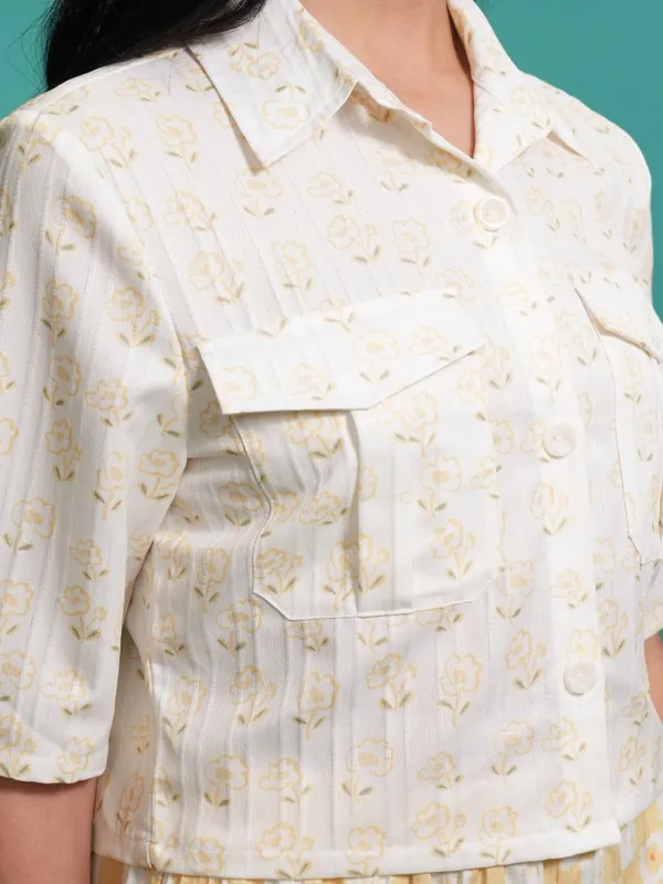 Tokyo Talkies Women Yellow Shirt With Shorts Co-Ords