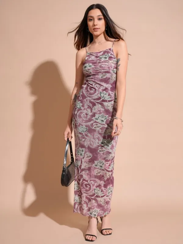 Tokyo Talkies Women Pink Printed Maxi Dress