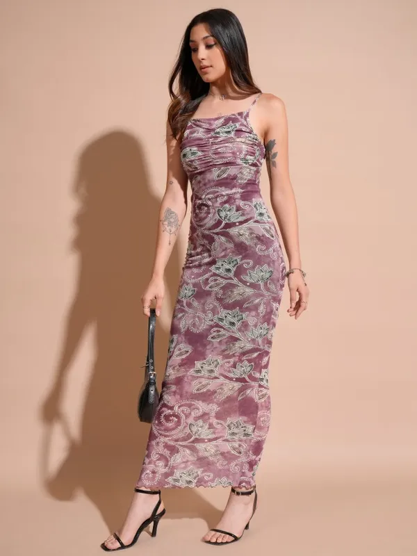 Tokyo Talkies Women Pink Printed Maxi Dress