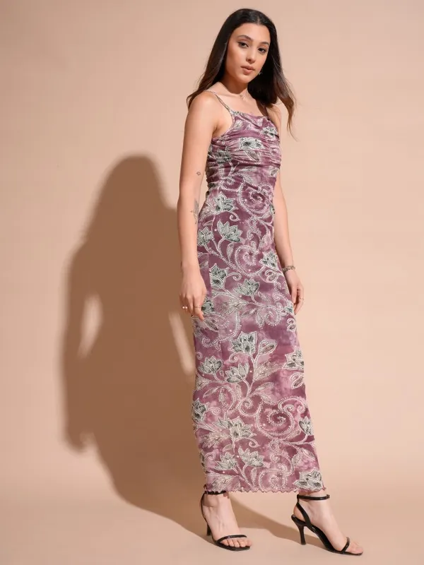 Tokyo Talkies Women Pink Printed Maxi Dress