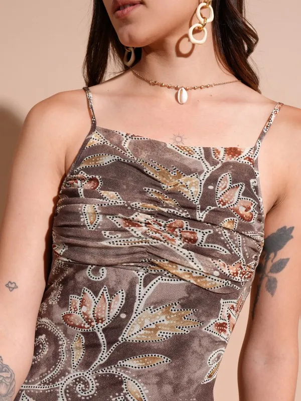 Tokyo Talkies Women Brown Printed Maxi Dress
