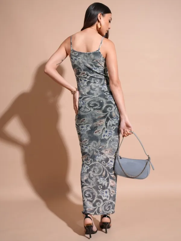 Tokyo Talkies Women Grey Printed Maxi Dress