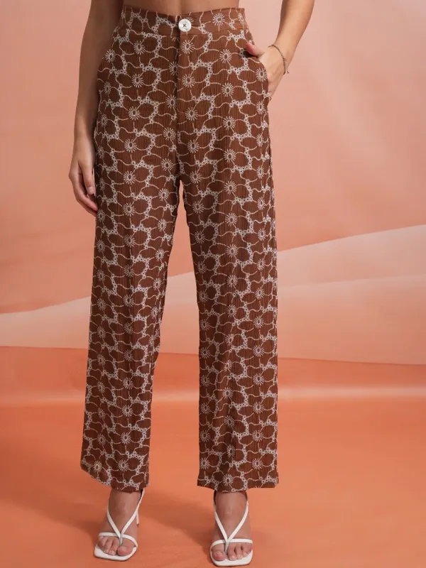 Tokyo Talkies Women Brown Shirt With Trouser Co-Ords
