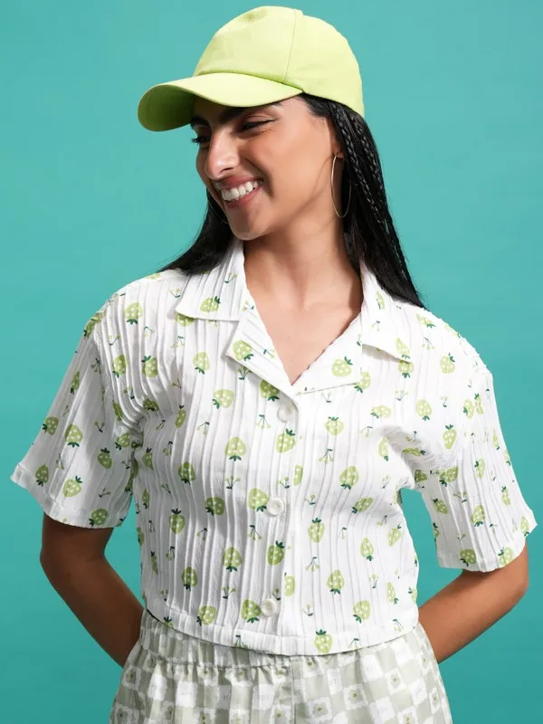  Tokyo Talkies Women Green Printed Casual Shirts