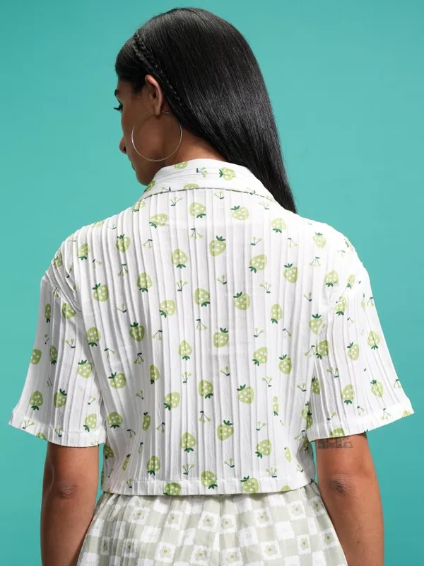 Tokyo Talkies Women Green Printed Casual Shirt