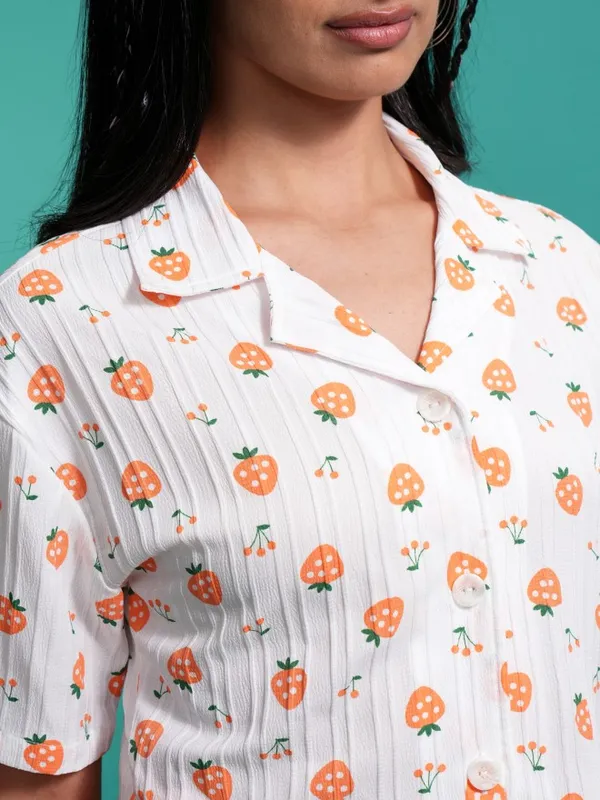 Tokyo Talkies Women Orange Printed Casual Shirt