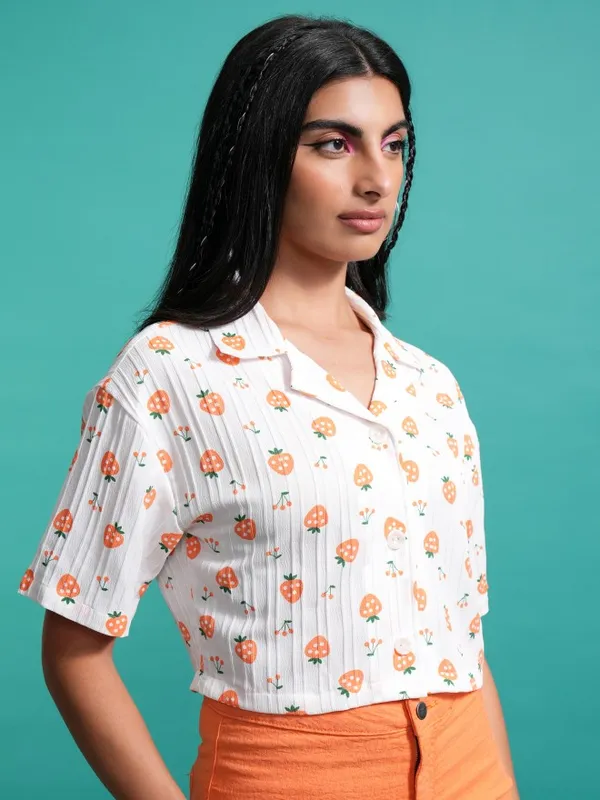 Tokyo Talkies Women Orange Printed Casual Shirt