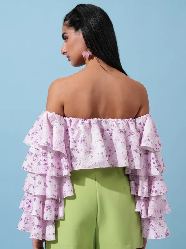 Printed Bardot Top