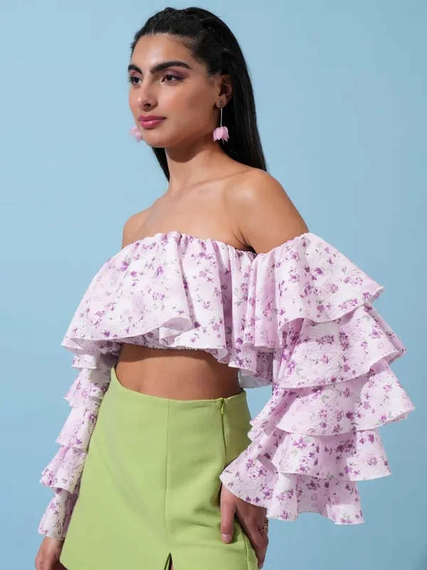 Printed Bardot Top
