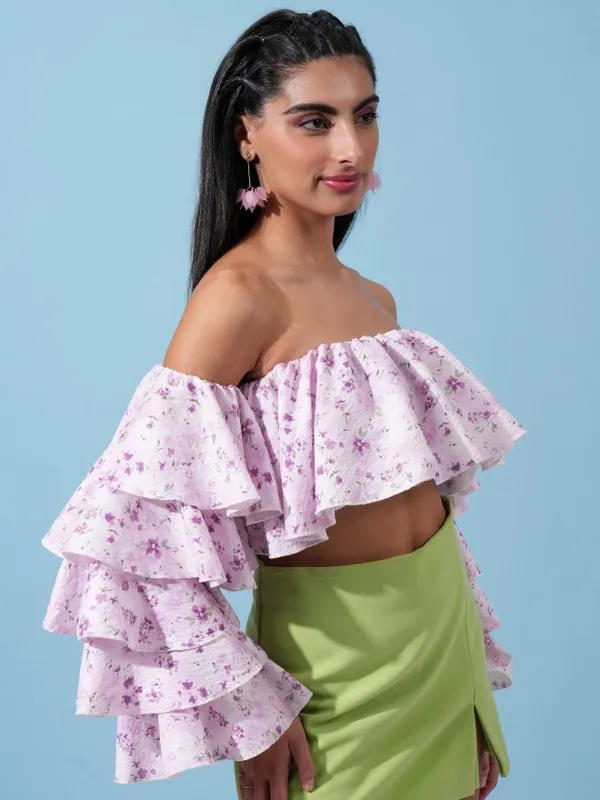 Printed Bardot Top