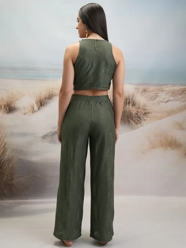 Tokyo Talkies Women Olive Top With Trouser Co-Ords