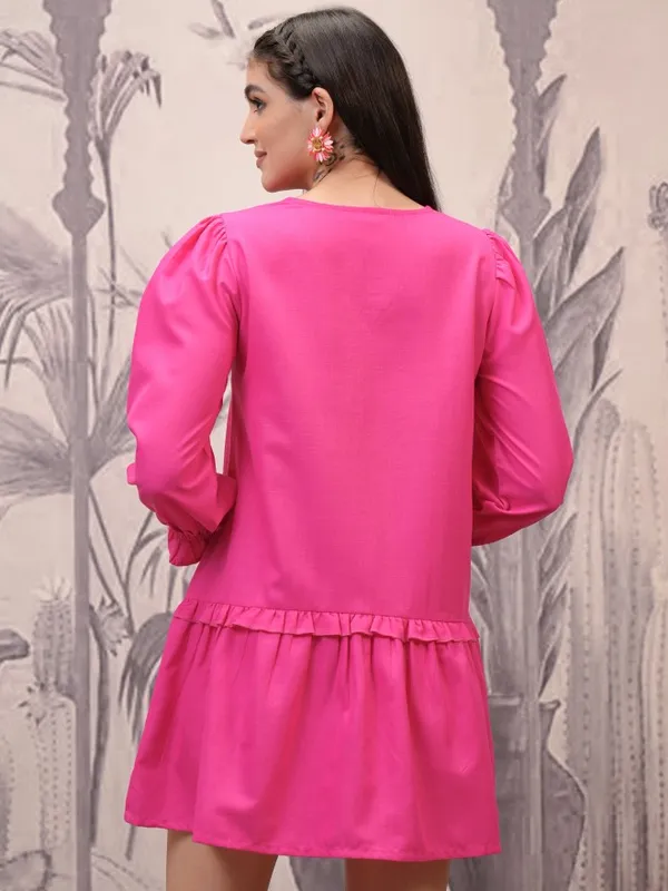  Vishudh Women Magenta Embroidered Fit And Flare Dresses