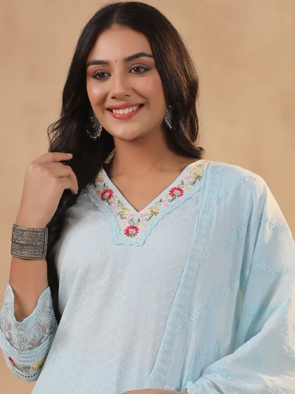  Vishudh  Women Blue Embroidered Kurta Sets