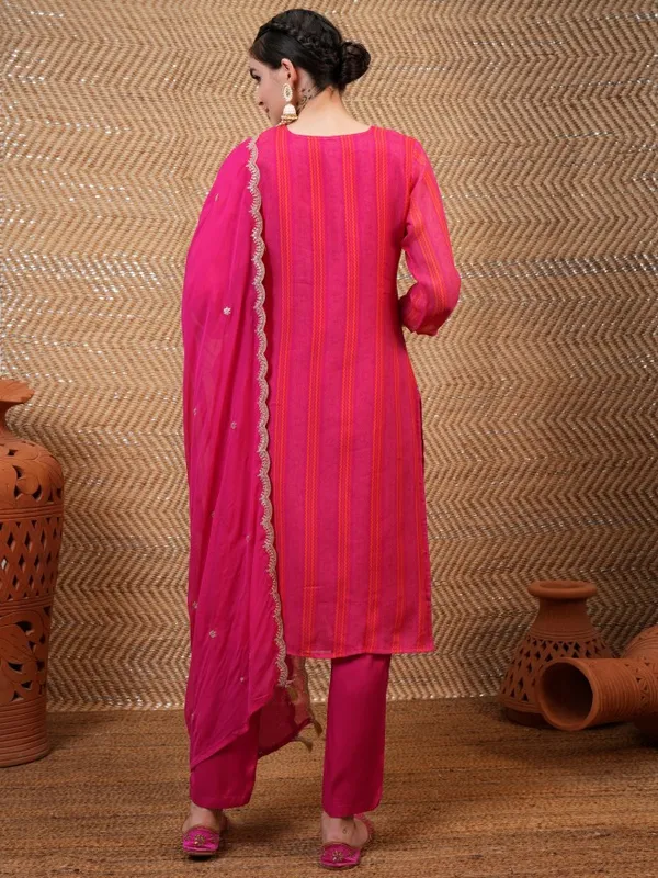  Vishudh Women Pink Embroidered Kurta Sets