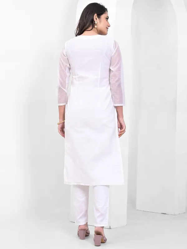  Vishudh  Women White Embroidered Kurta Sets