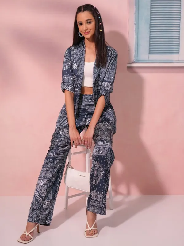 Tokyo Talkies Women Blue Blazer With Trouser