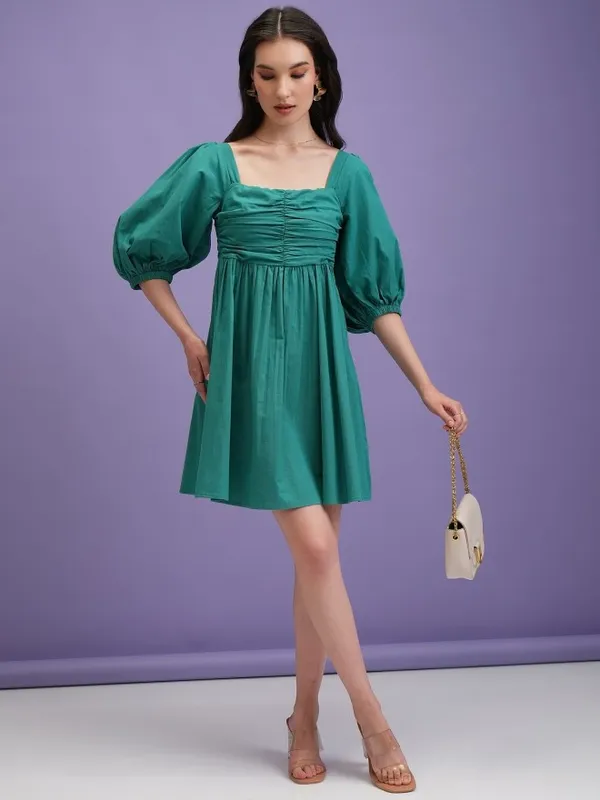 Solid Fit and Flare Dress